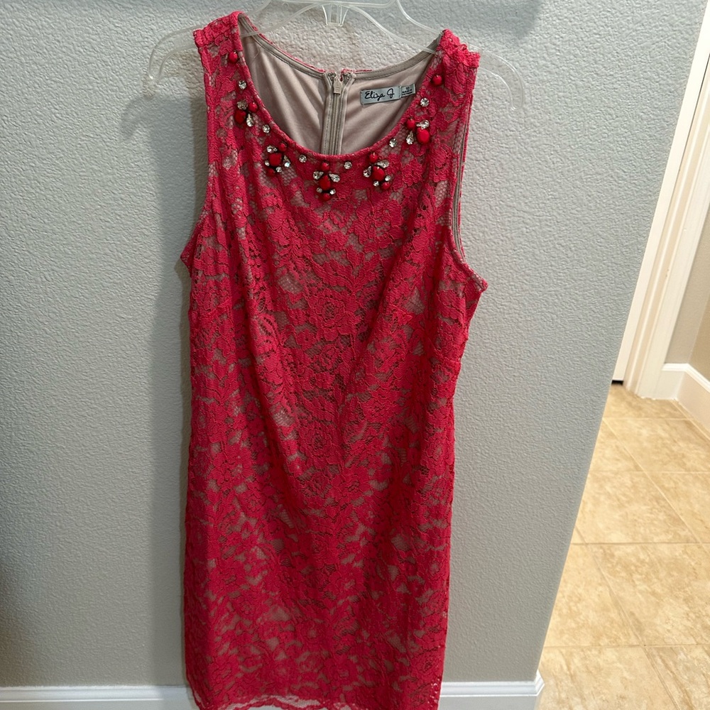 Eliza J Coral/Pink Lace Dress